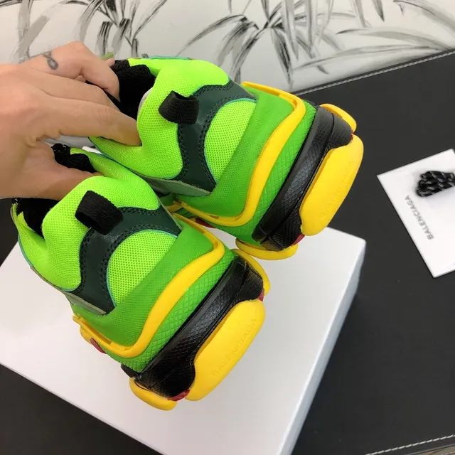 Balenciaga Triple S Sneakers Vert Néon Jaune Épaisses 4