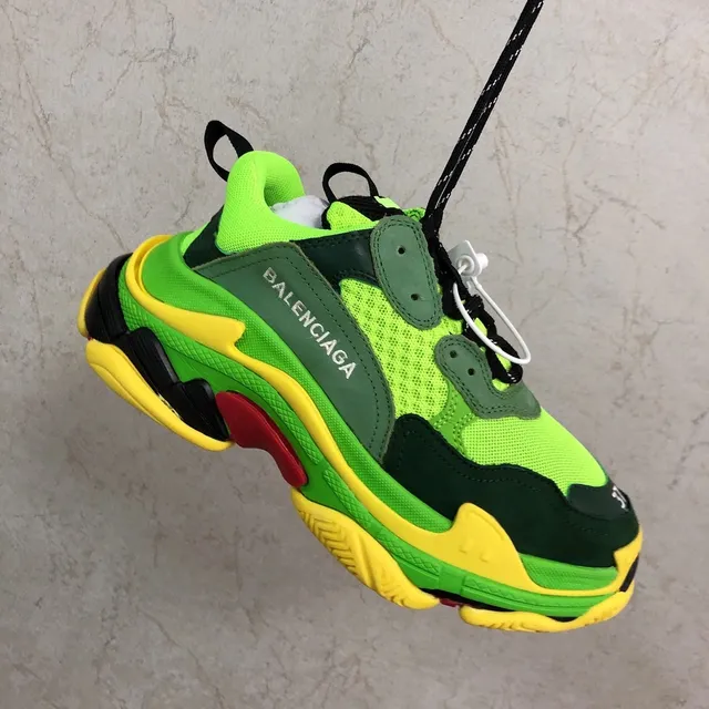 Balenciaga Triple S Sneakers Vert Néon Jaune Épaisses 5