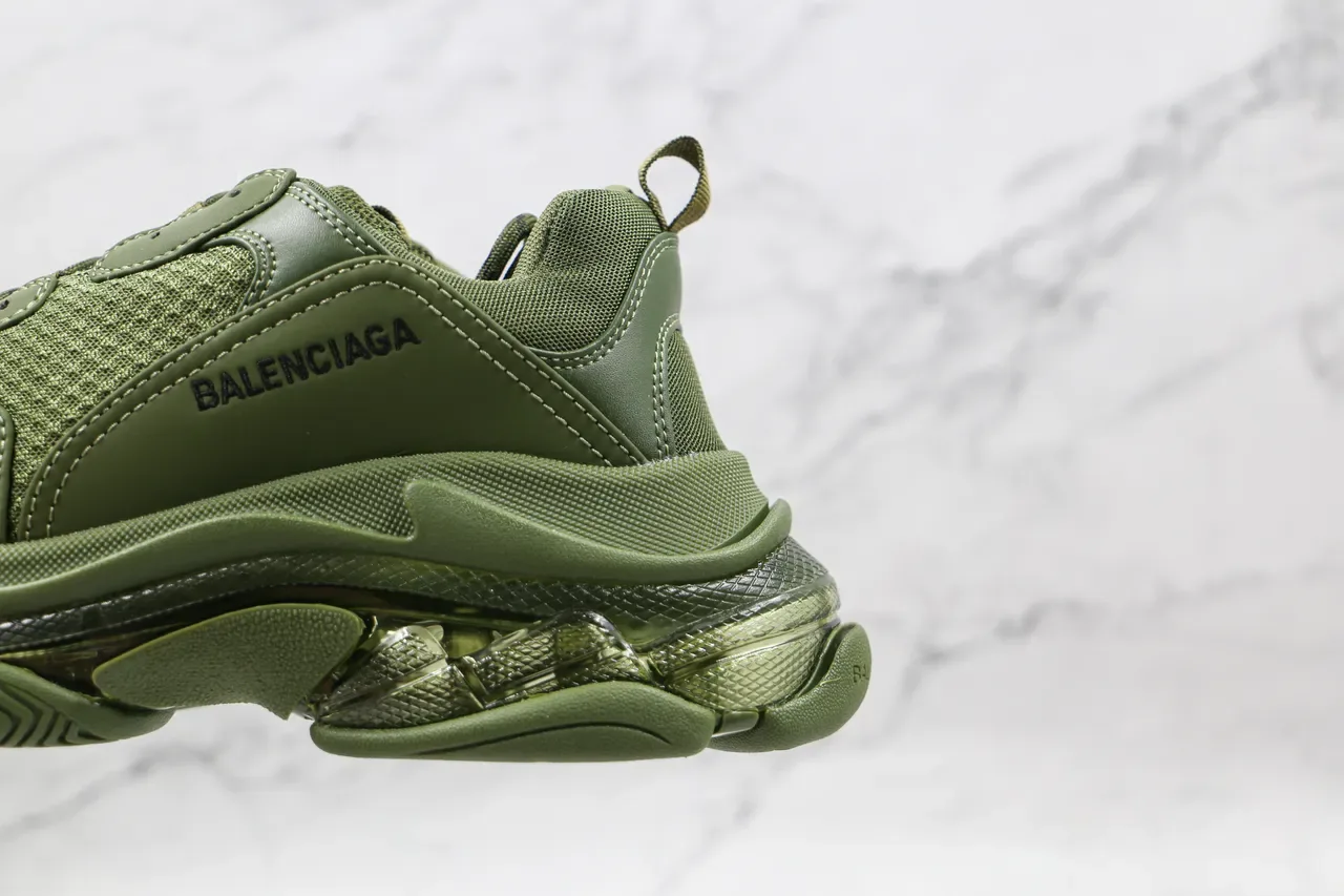 Balenciaga Triple S Olive Green Chunky Sneakers 3