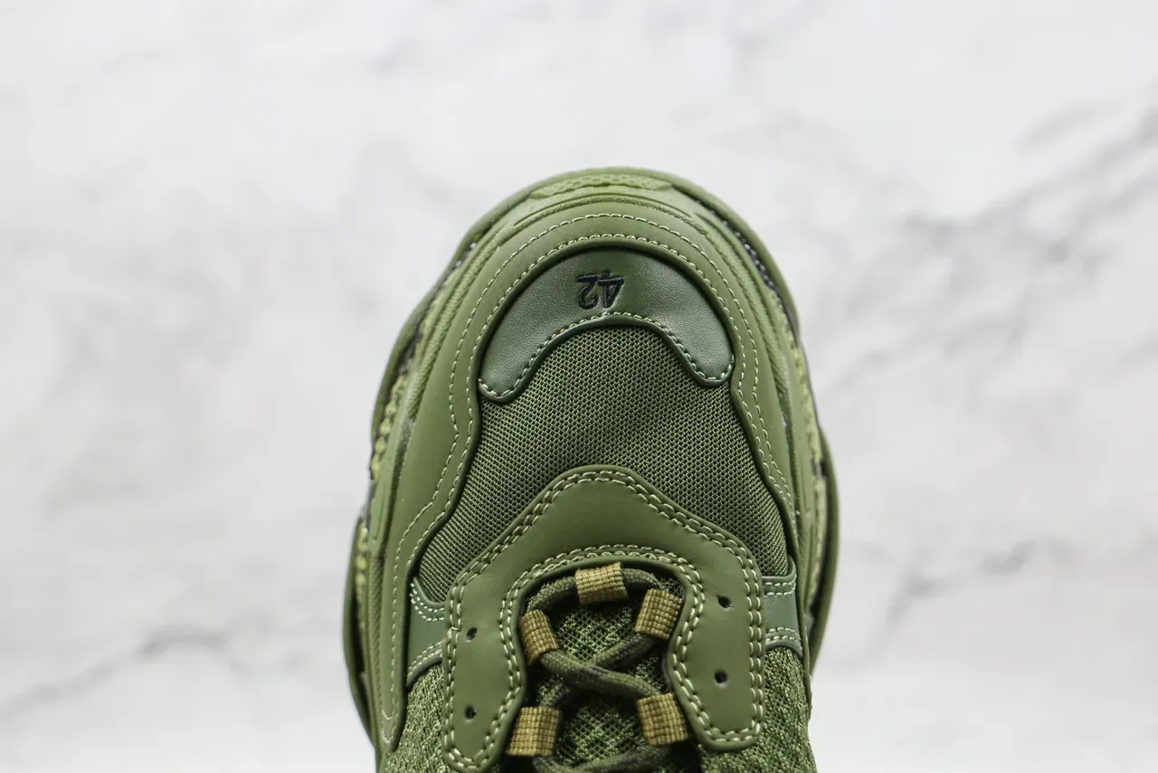 Balenciaga Triple S Olive Green Chunky Sneakers 5