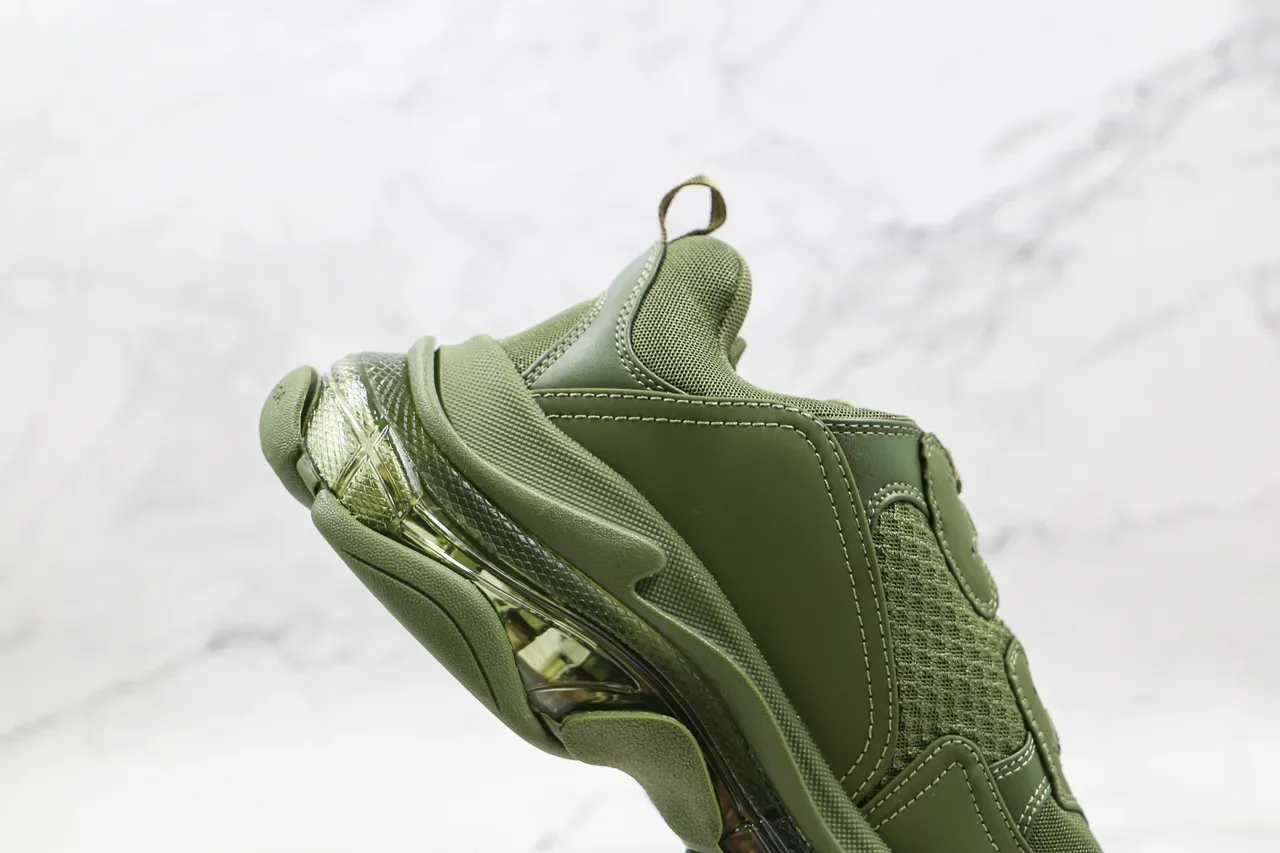 Balenciaga Triple S Olive Green Chunky Sneakers 6