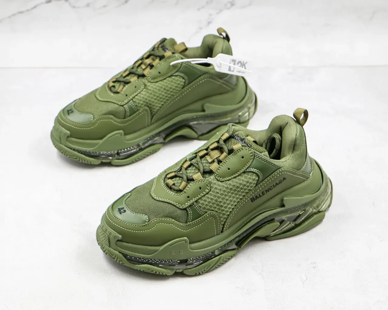 Balenciaga Triple S Olive Green Chunky Sneakers 7