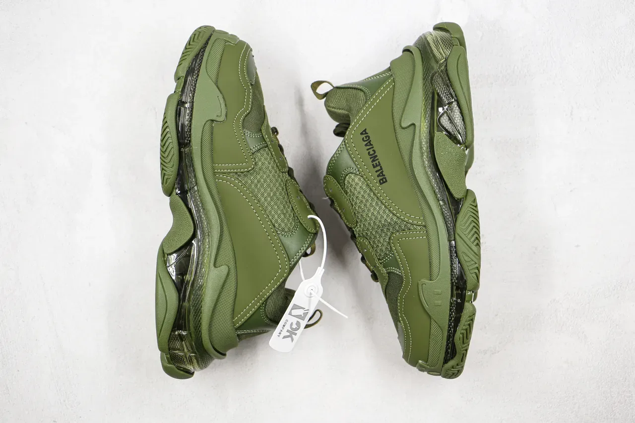 Balenciaga Triple S Olive Green Chunky Sneakers 9