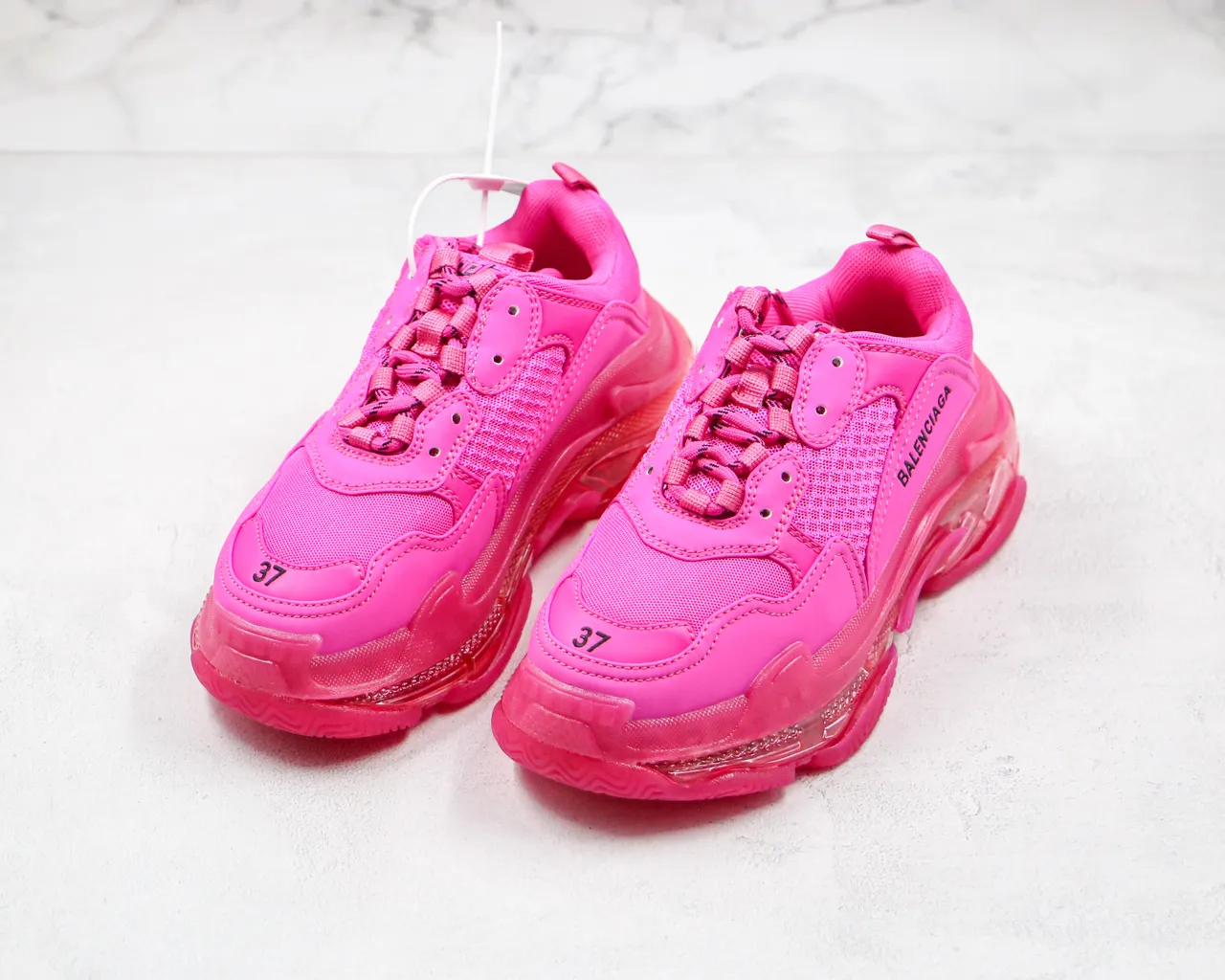 Balenciaga Triple S Pink tênis de sola grossa 7