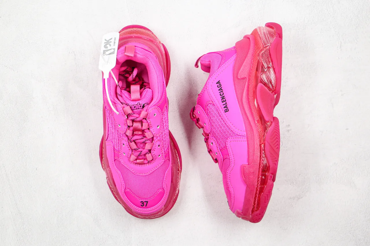 Balenciaga Triple S Pink tênis de sola grossa 8