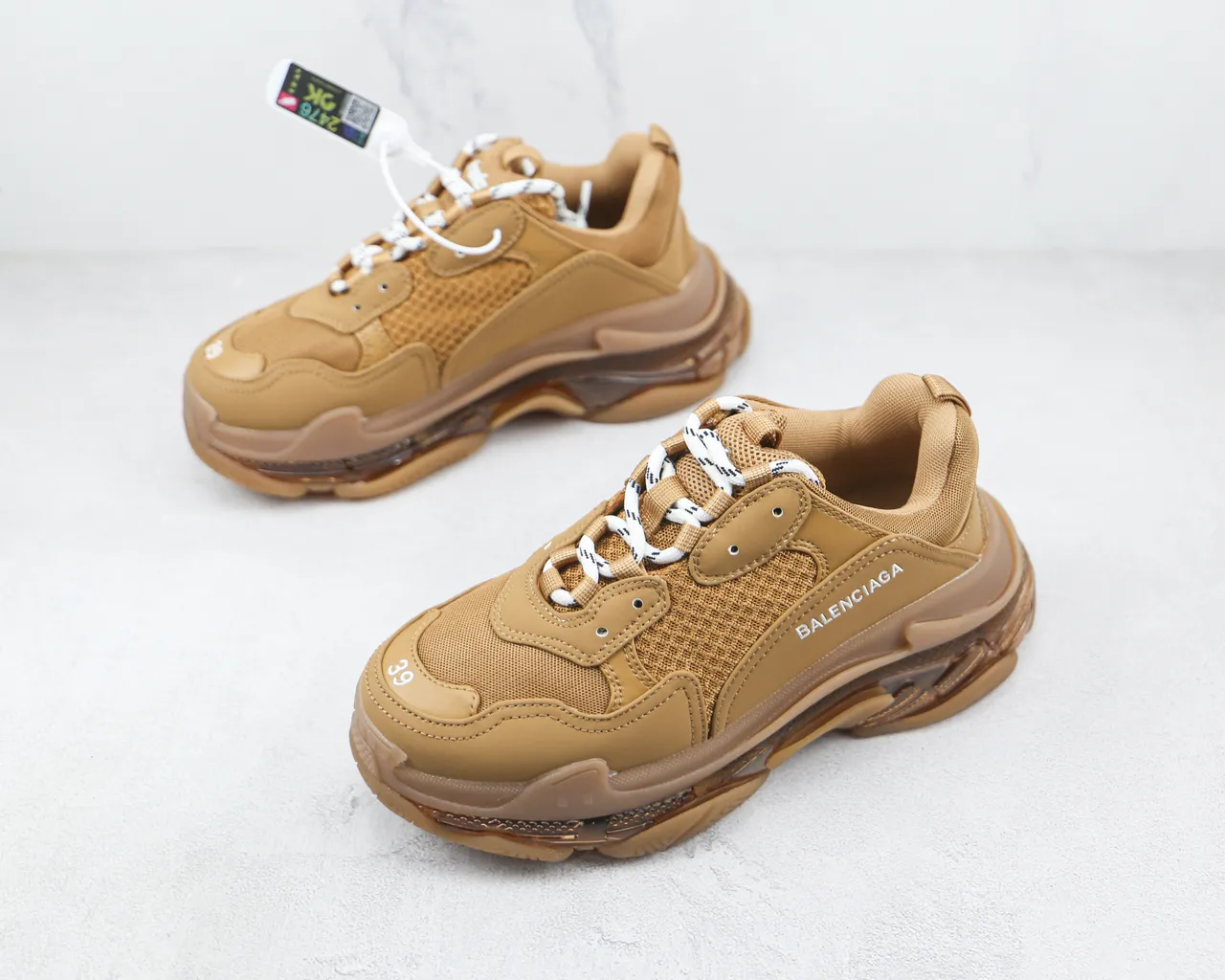 Balenciaga Triple S Tan Chunky Sneakers 4