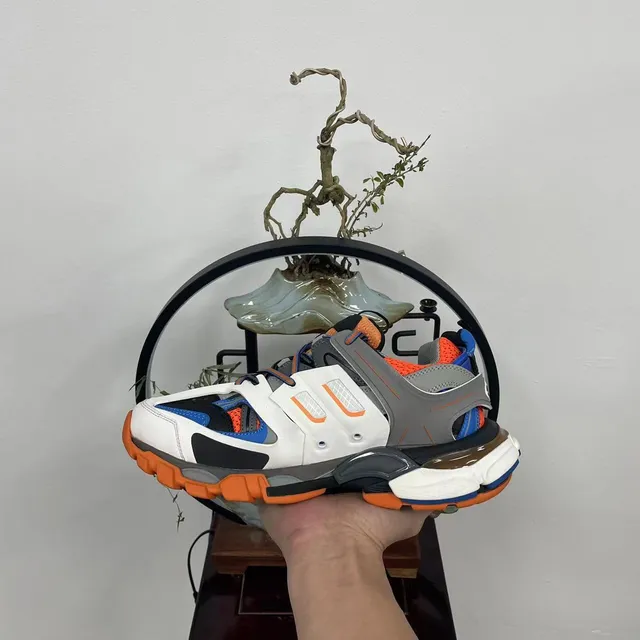 Balenciaga White Orange Sole Multi-Panel Cage Construction Chunky Sneakers 5