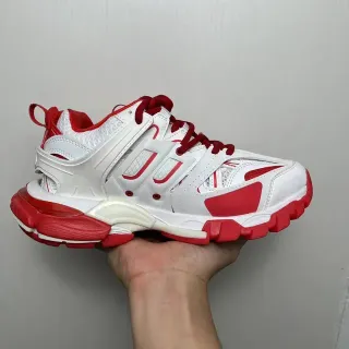 Balenciaga White Red Multi-Strap Cage Construction Sculpted Dual-Density Sole Chunky Sneakers