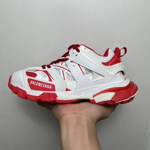 Balenciaga Sneakers Chunky Blanches Rouges Multi-Strap Cage Construction Suela Sculptée Densité Dupla 2