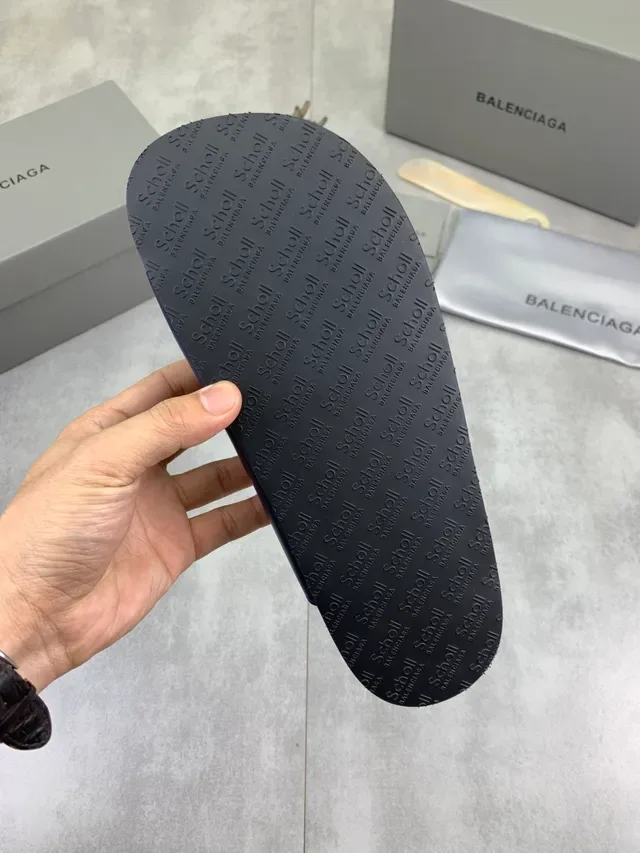 Balenciaga x Scholl Chaussons Bleu Marine à Double Bride Semelle en Liège 2