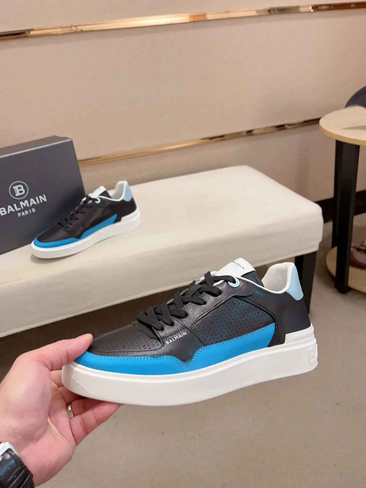 Balmain B-Court Black and Blue Platform Lifestyle Sneakers 3