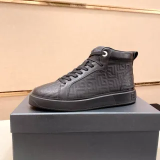 Balmain B-Court Black Embossed Greek Key High-Top Lifestyle Sneaker