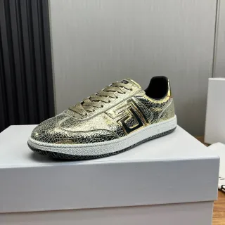 Balmain B-Court Metallic Cracked Leather Gold Black Lifestyle Sneakers