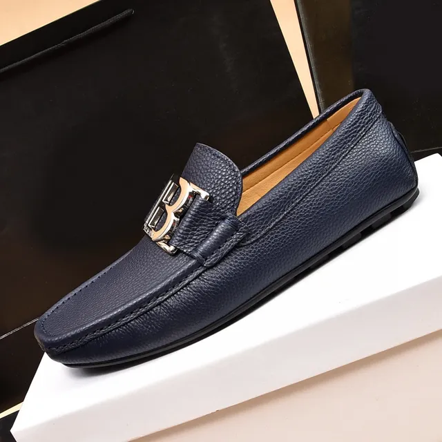 Balmain B-Court Navy Peppled Leather Loafers 5
