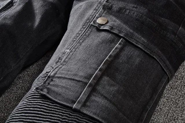Balmain Black Cargo-Pocket Ribbed-Knit Paneling Jeans 4