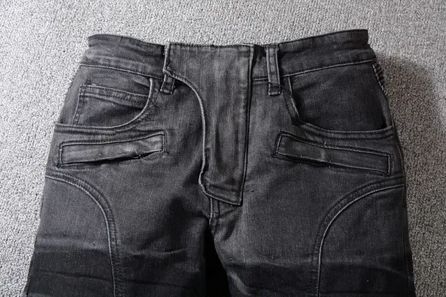 Balmain Black Cargo-Pocket Ribbed-Knit Paneling Jeans 9