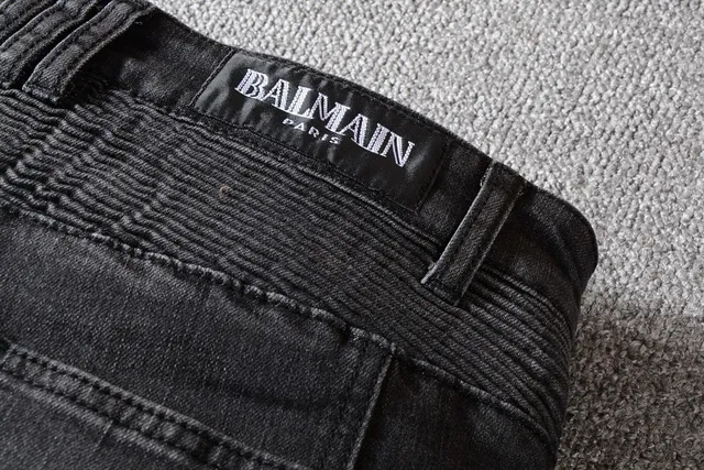 Balmain Black Cargo-Pocket Ribbed-Knit Paneling Jeans 16