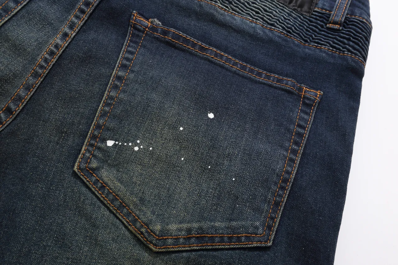 Balmain Shorts de Jeans Desgastados Indigo com Salpicos de Tinta 4