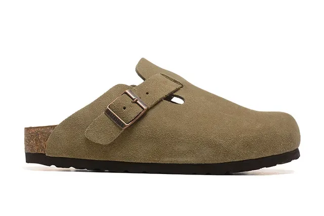 Birkenstock Arizona Suede Olive-Tan Slippers 6