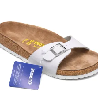 Birkenstock Arizona সাদা চামড়ার ক্যাজুয়াল স্যান্ডেল