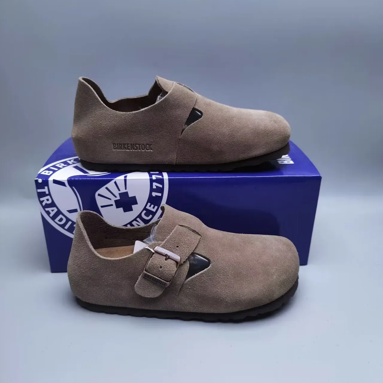 Birkenstock Boston Brown Suede Upper Single Buckle Strap Casual Shoes 6