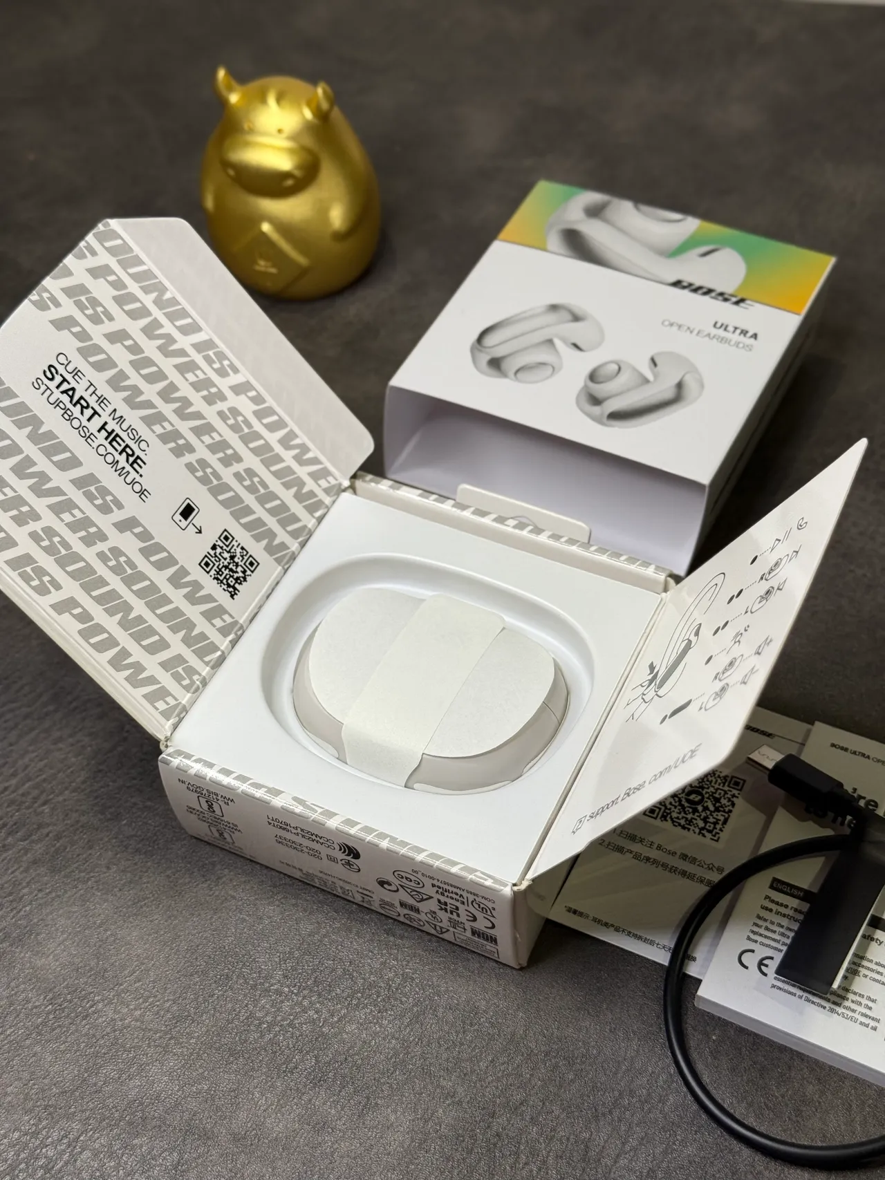 Bose Ultra Open Earbuds Design branco prata Ajuste ala TWS Fones de ouvido 3