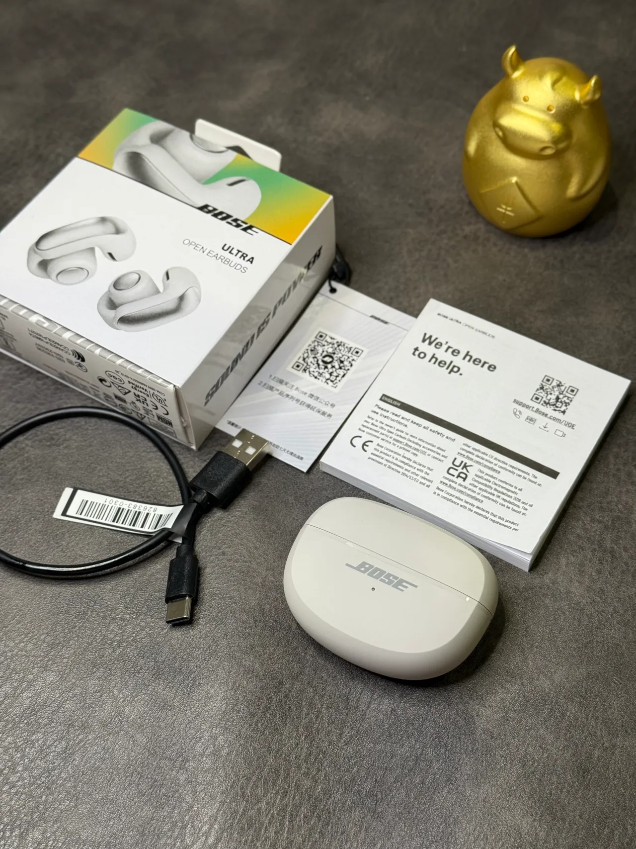 Bose Ultra Open Earbuds Design branco prata Ajuste ala TWS Fones de ouvido 4