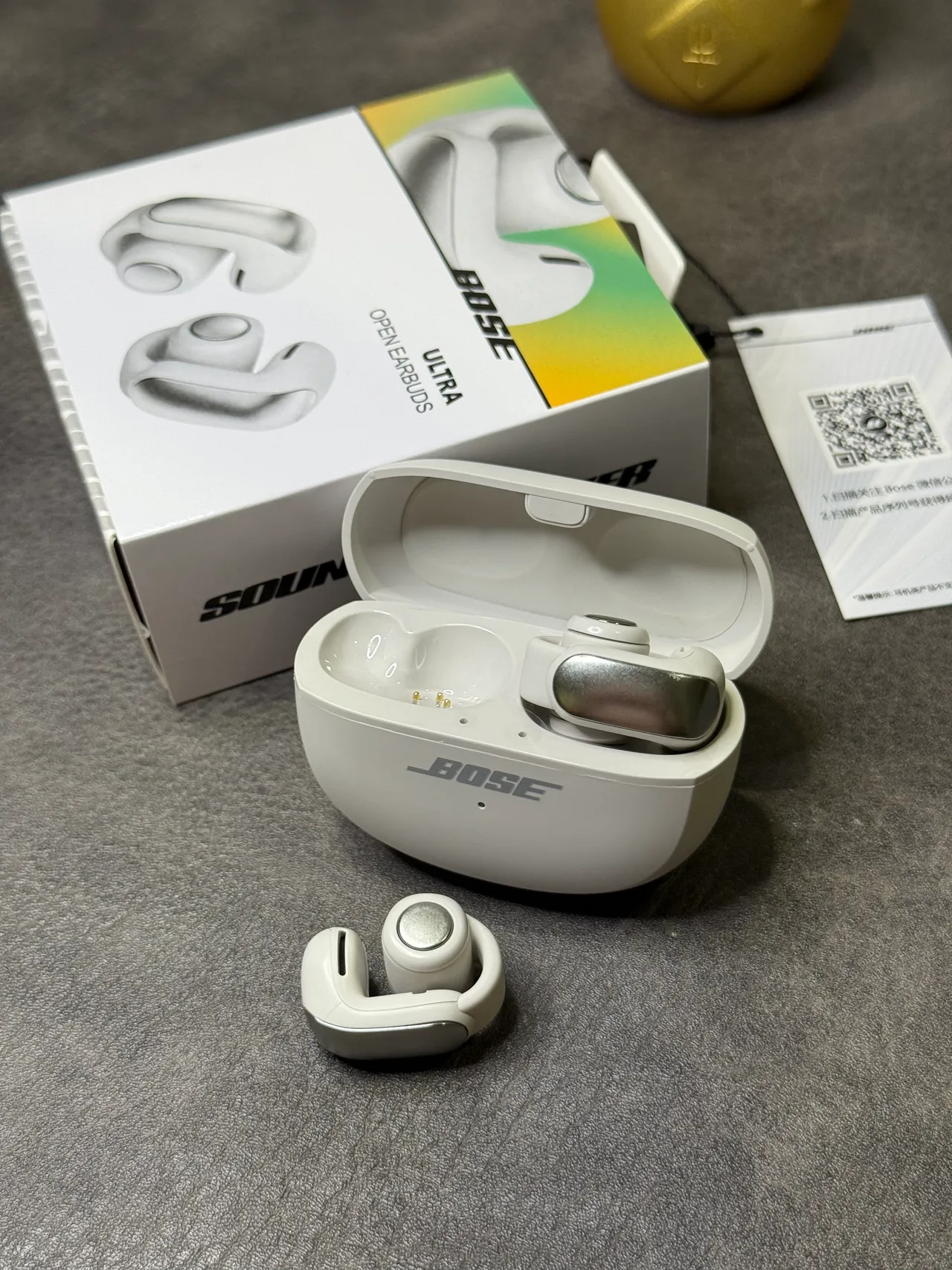 Bose Ultra Open Earbuds Design branco prata Ajuste ala TWS Fones de ouvido 6