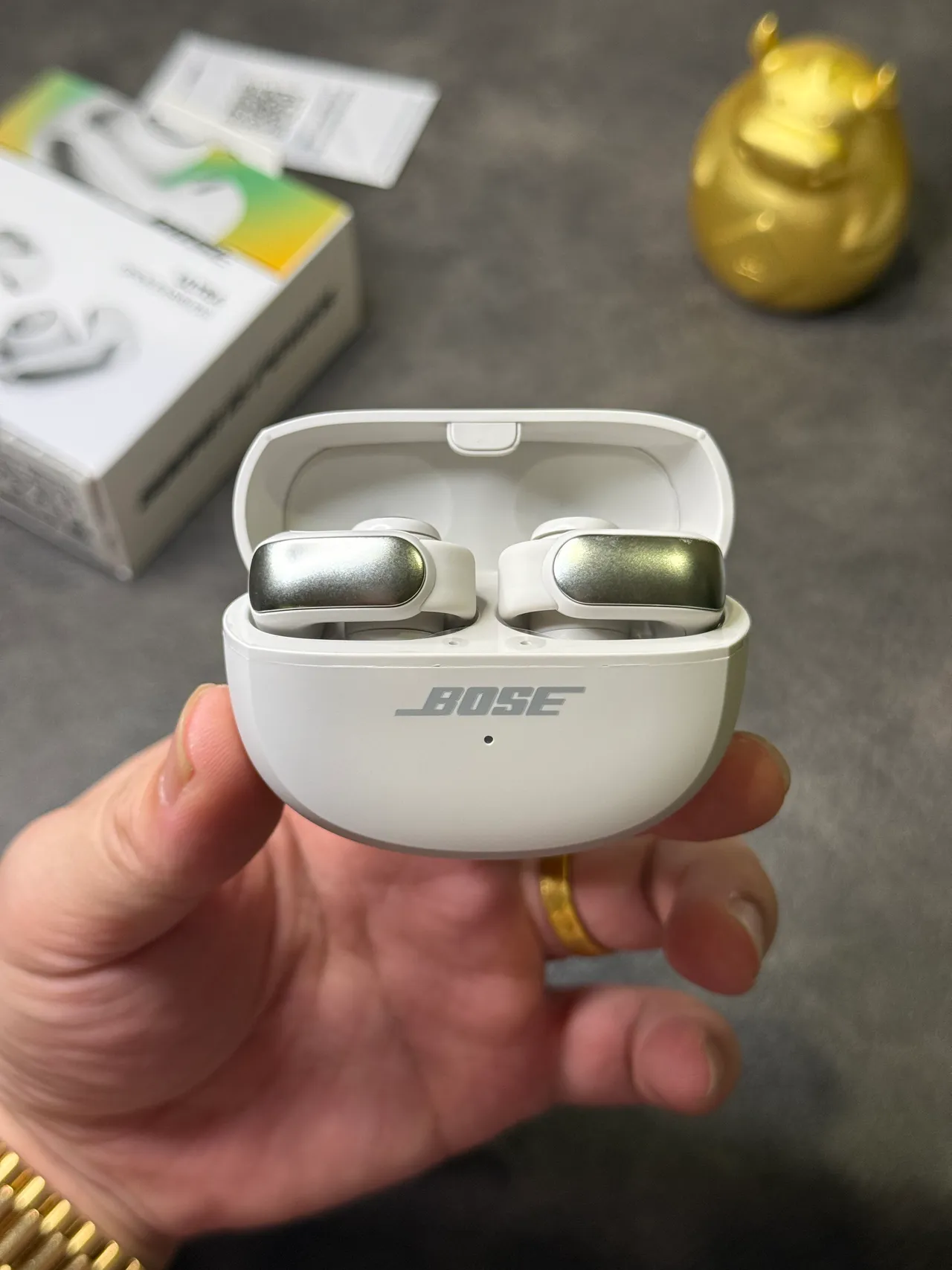 Bose Ultra Open Earbuds Design branco prata Ajuste ala TWS Fones de ouvido 7