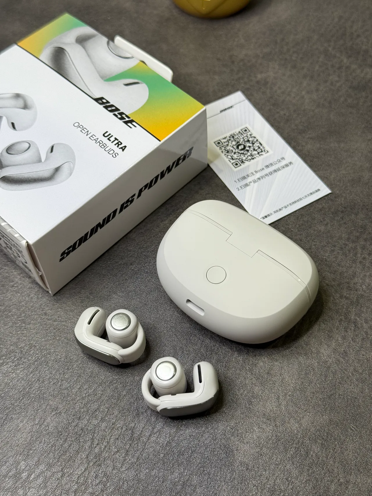 Bose Ultra Open Earbuds Design branco prata Ajuste ala TWS Fones de ouvido 11