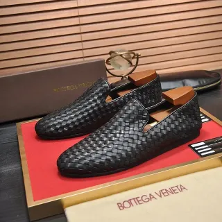 Bottega Veneta Andiamo Intrecciato Woven Leather Black Loafers