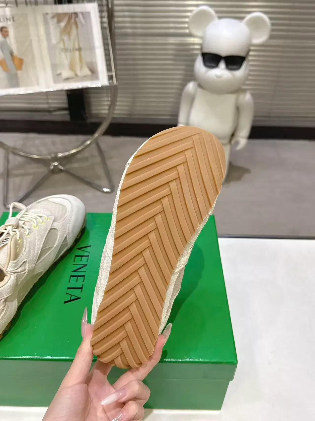 Bottega Veneta Beige Brown Mixed-Material Upper Suede And Textile Paneling Sneakers 2
