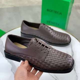 Bottega Veneta Brown Intrecciato Woven Cap-Toe Oxford Shoes