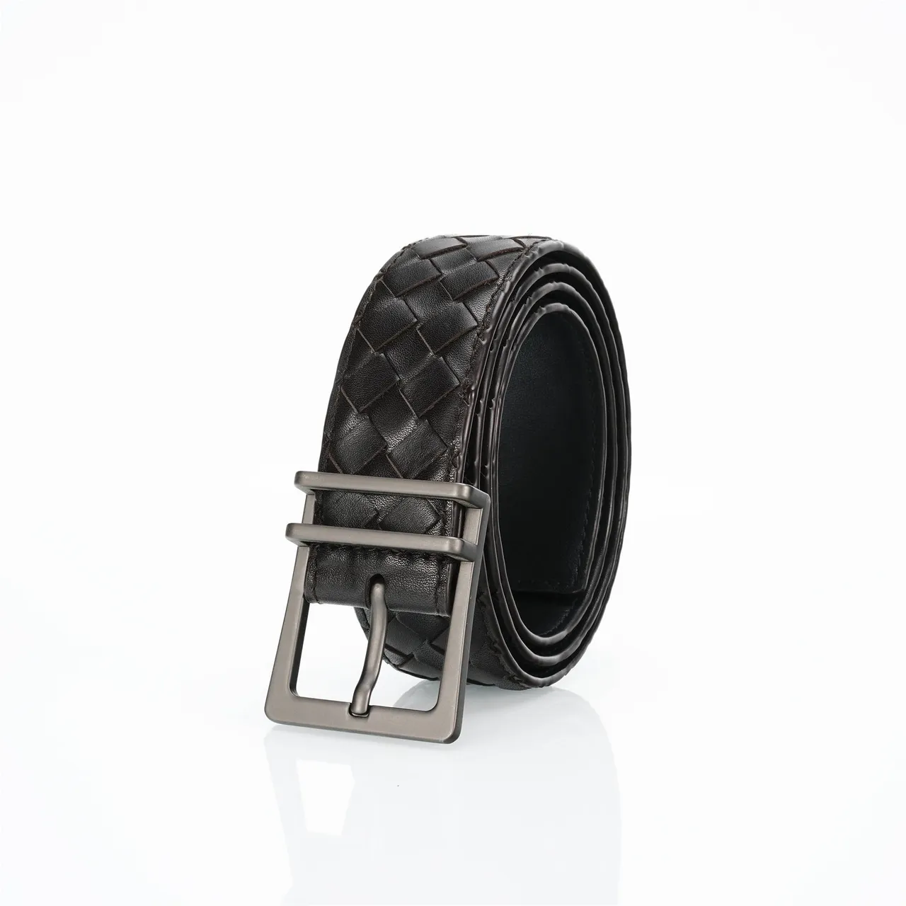 Bottega Veneta Cassette Intrecciato Ceinture en cuir noir 7