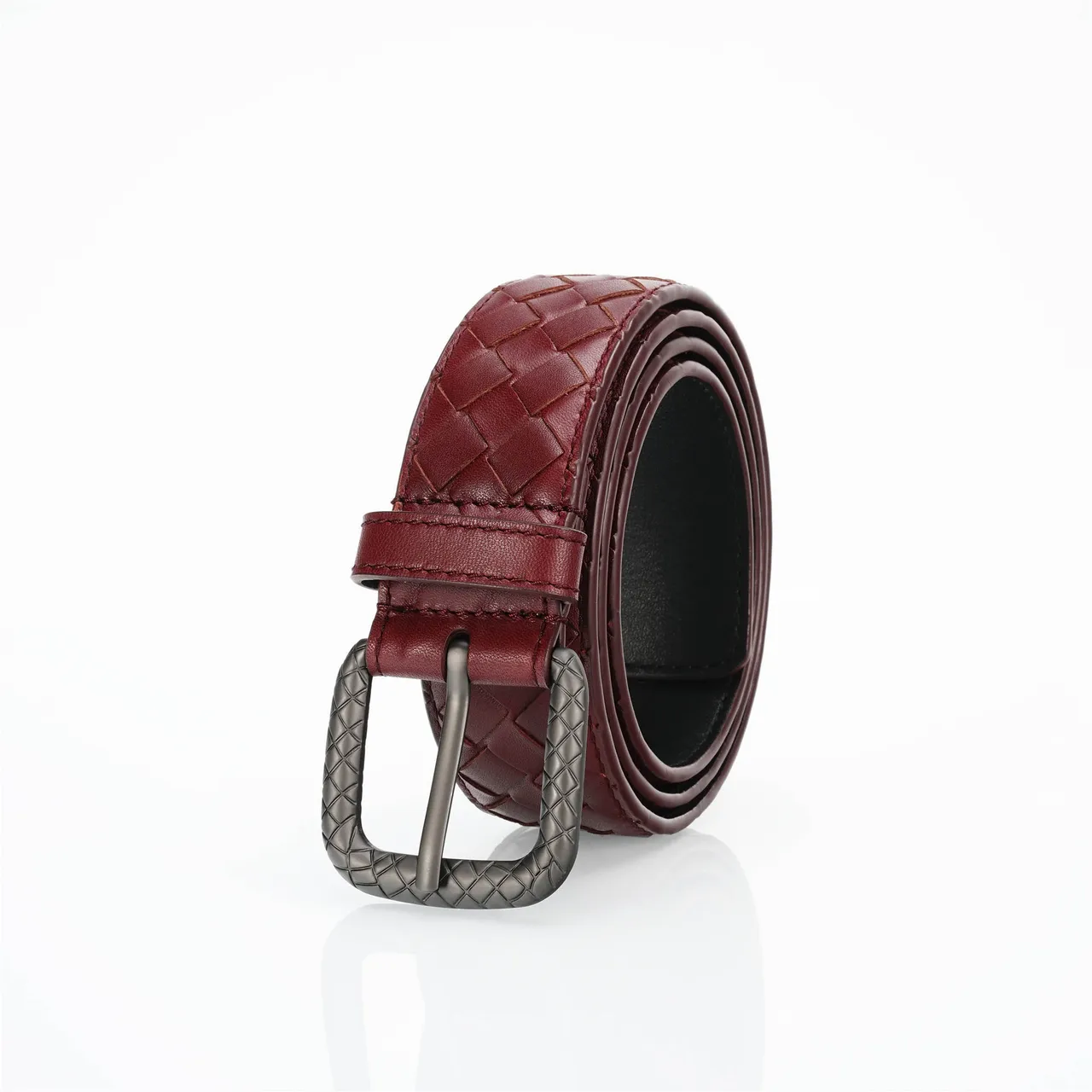 Bottega Veneta Cassette Intrecciato Ceinture en cuir bordeaux 7
