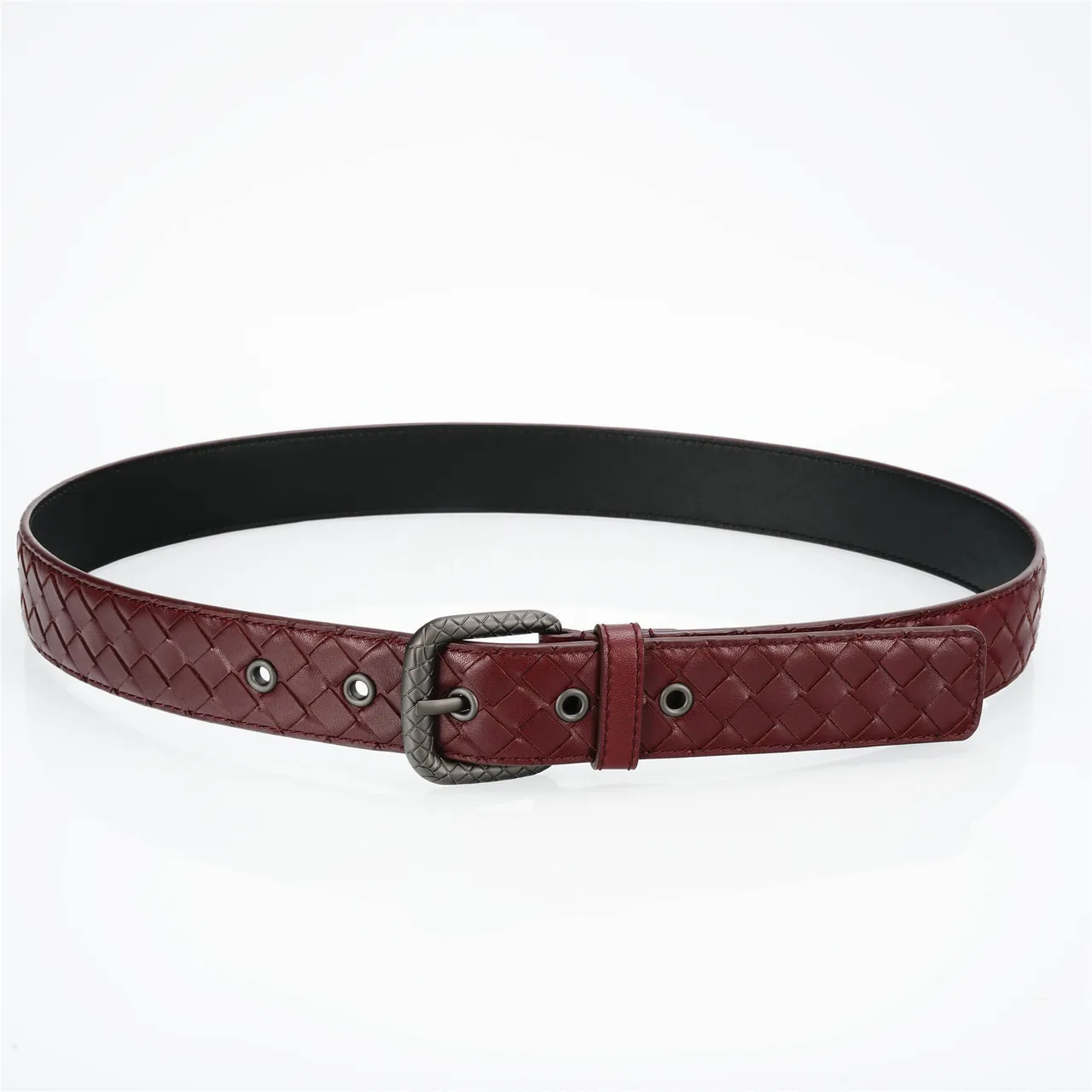 Bottega Veneta Cassette Intrecciato Ceinture en cuir bordeaux 9