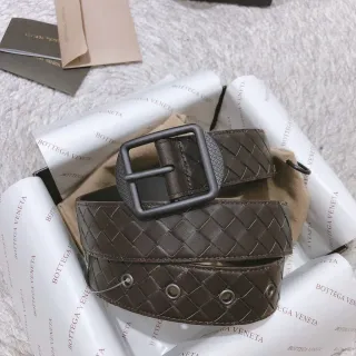 Bottega Veneta Intrecciato बुने हुए भूरी चमड़ी की बेल्ट