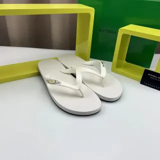 Bottega Veneta Sardine White Black Minimalist Thong Strap Slippers
