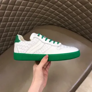 Bottega Veneta 白绿 编织皮革 低帮 生活方式运动鞋