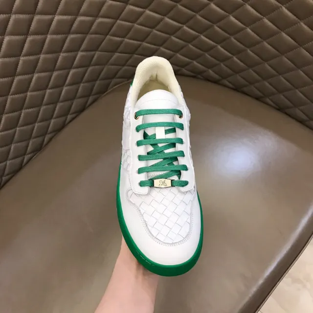 Bottega Veneta sneakers lifestyle blanc et vert en cuir tressé low-top 4