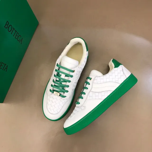 Bottega Veneta sneakers lifestyle blanc et vert en cuir tressé low-top 8