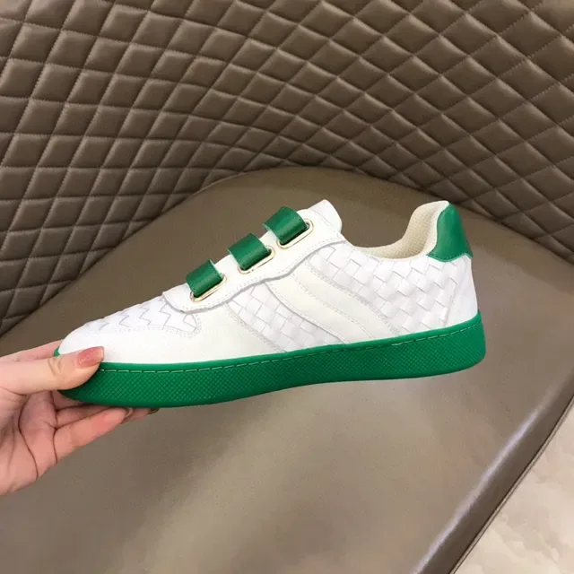 Bottega Veneta White Green Woven Leather Upper Triple Velcro Strap Closure Lifestyle Sneakers 2