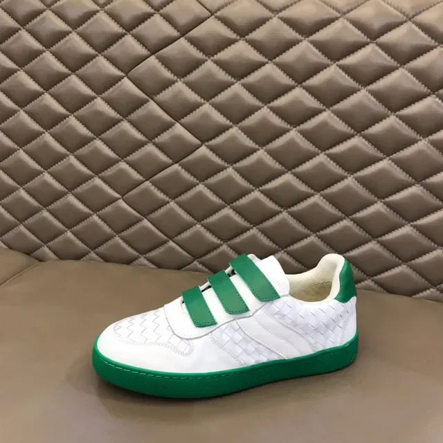 Bottega Veneta White Green Woven Leather Upper Triple Velcro Strap Closure Lifestyle Sneakers 5