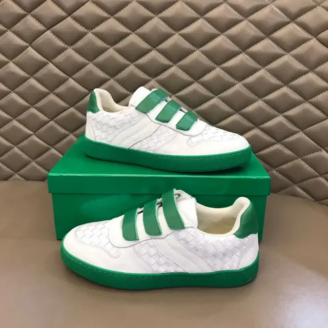 Bottega Veneta White Green Woven Leather Upper Triple Velcro Strap Closure Lifestyle Sneakers 7