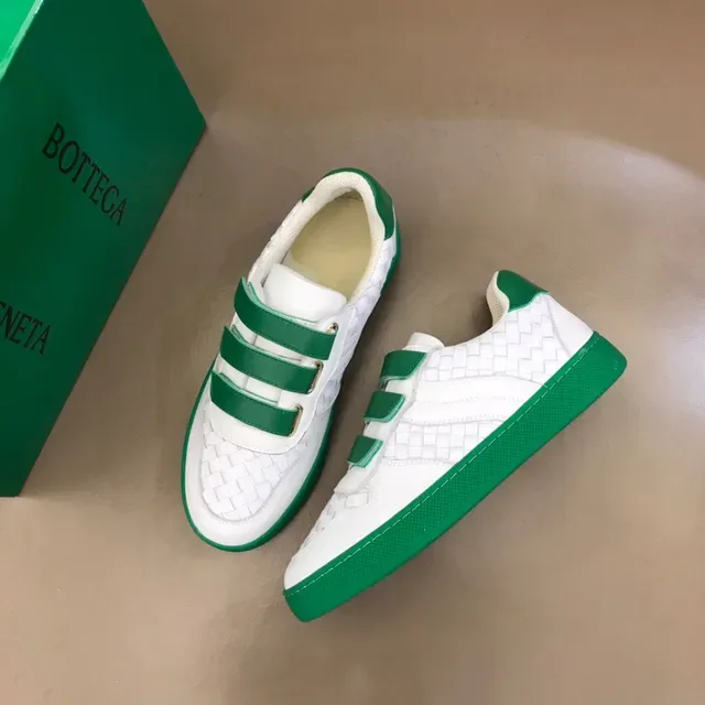 Bottega Veneta White Green Woven Leather Upper Triple Velcro Strap Closure Lifestyle Sneakers 8