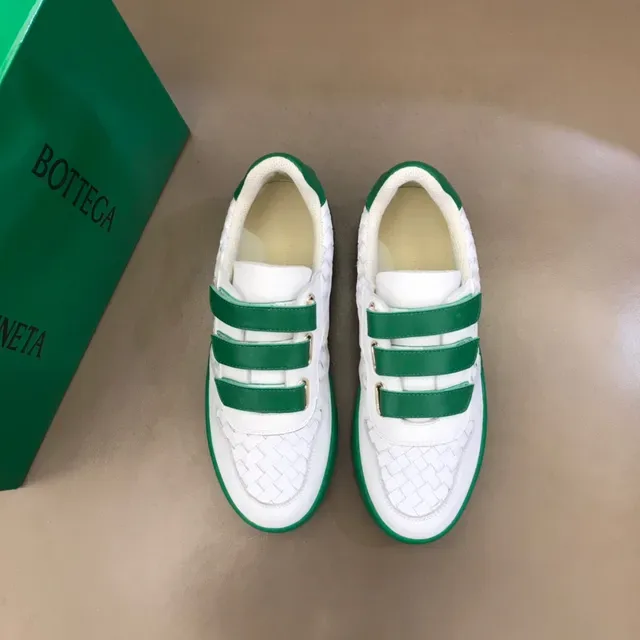Bottega Veneta White Green Woven Leather Upper Triple Velcro Strap Closure Lifestyle Sneakers 9