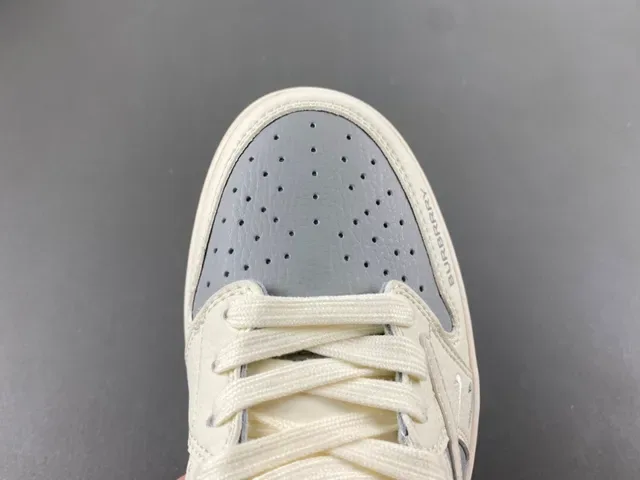 Burberry Beige Gray Low-Top Leather-and-Synthetic Upper Lifestyle Sneakers 5