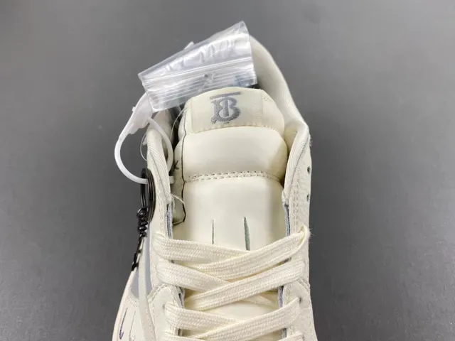 Burberry Beige Gray Low-Top Leather-and-Synthetic Upper Lifestyle Sneakers 6