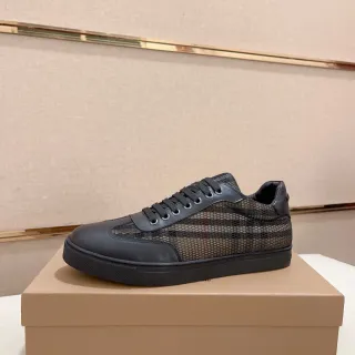 Burberry काली भूरी मेष-पैनल चमड़े के किनारे वाले लाइफस्टाइल स्नीकर्स
