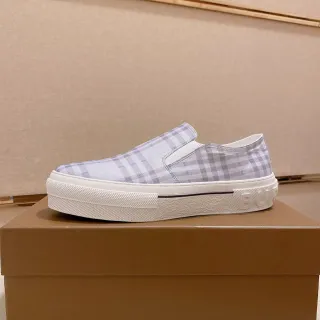 Burberry Blue White Slip-On Platform Sole Lifestyle Sneakers
